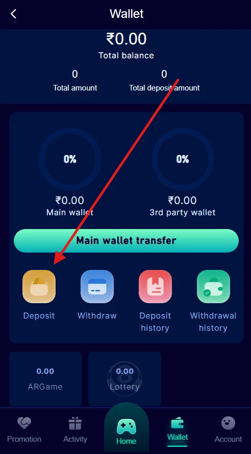 Select deposit option
